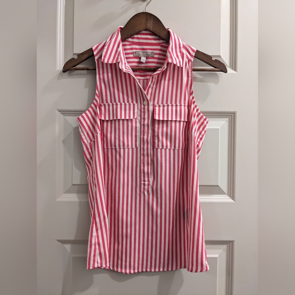 Pink and White Striped Sleeveless Top